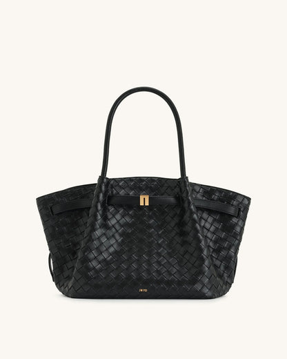 JW PEI_Black_Hana Medium Weave Texture Tote Bags_JH306B04-12_Black_02