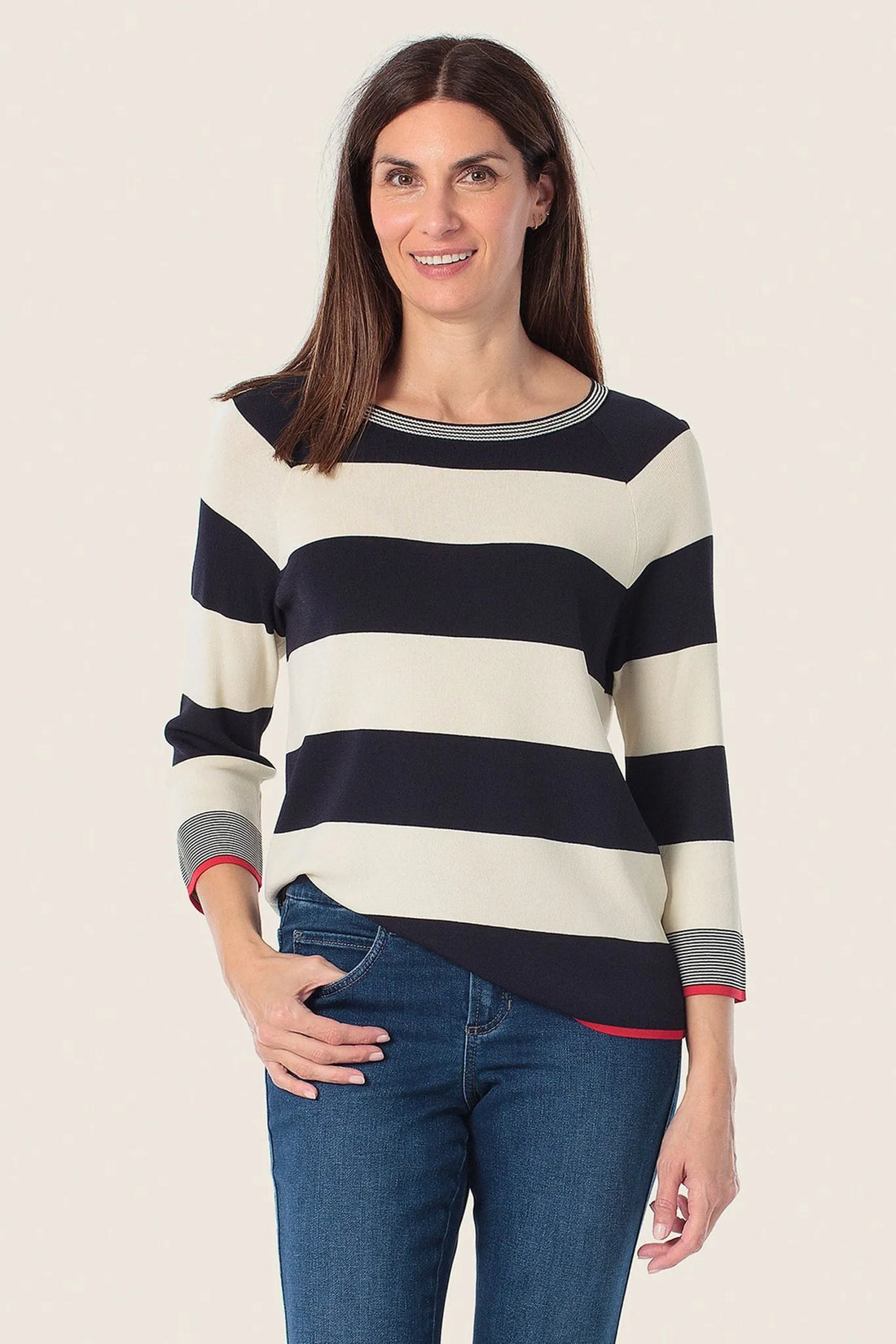Gerry Weber Blue Navy Women Striped Sweater SKU: N64632_104 Image 01
