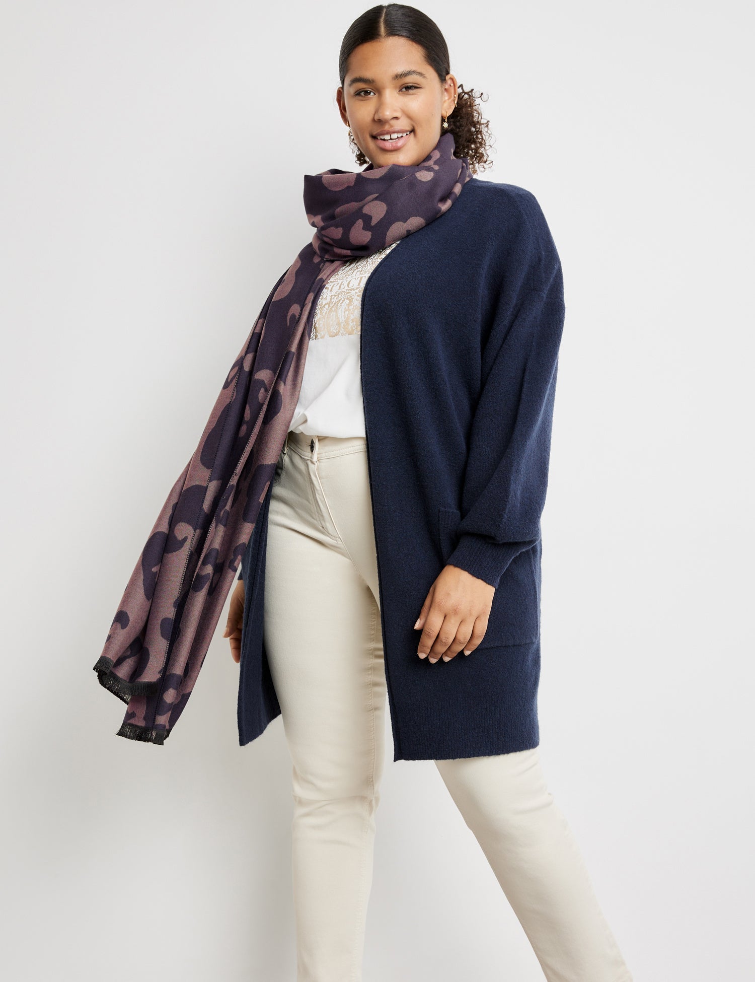 Dark Blue Animal Print Scarf