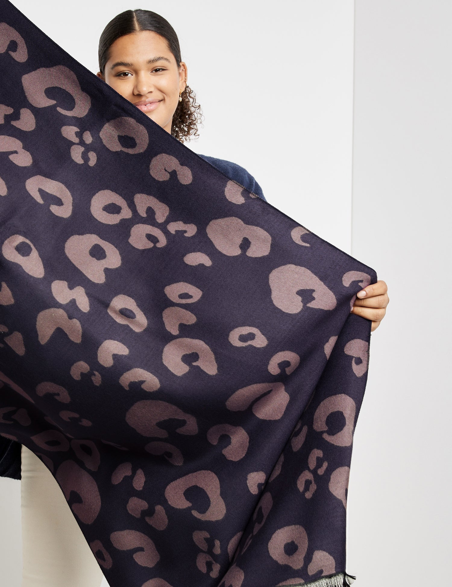 Dark Blue Animal Print Scarf