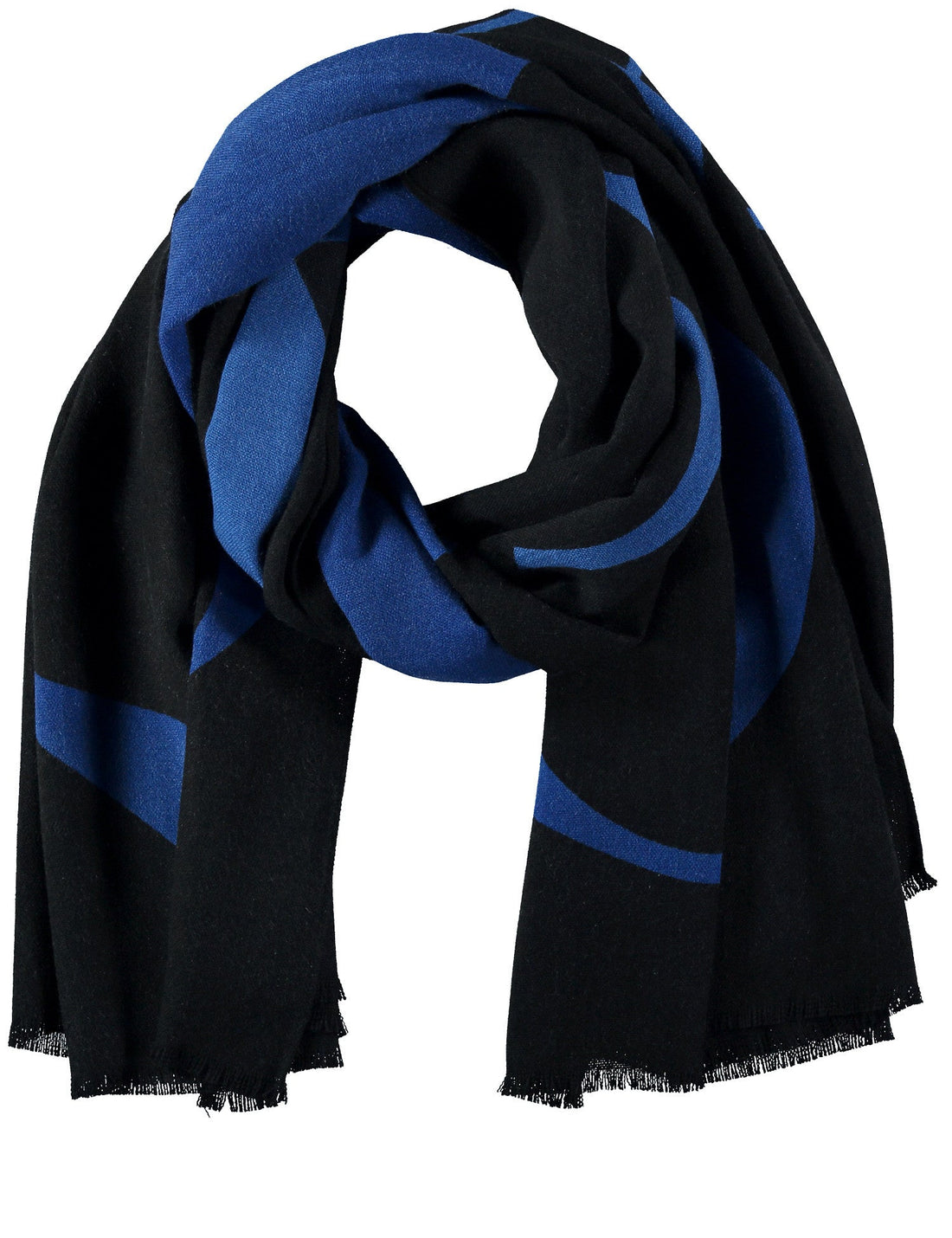 Middle Blue Scarf With Text Print