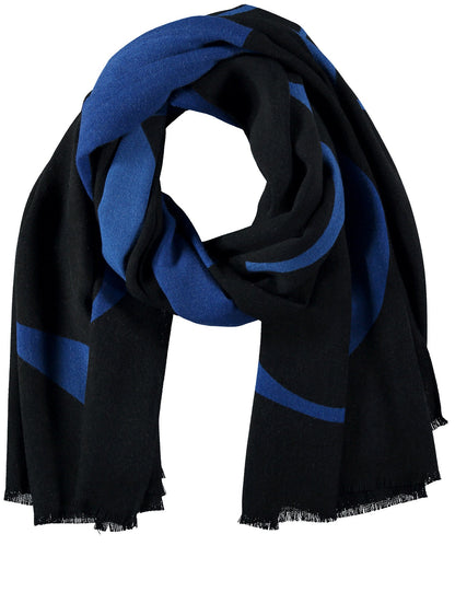 Middle Blue Scarf With Text Print