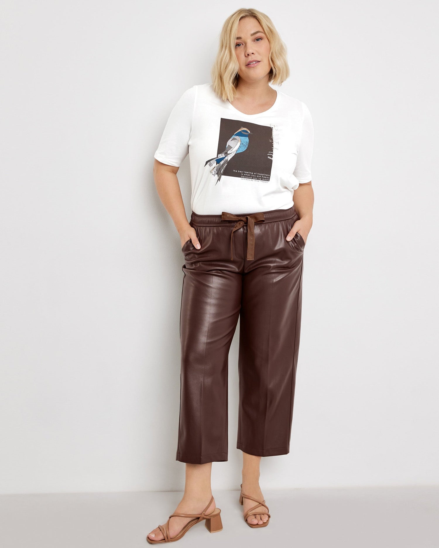 Brown Faux Leather Culottes, Lotta