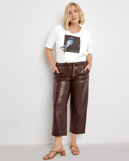 Brown Faux Leather Culottes, Lotta