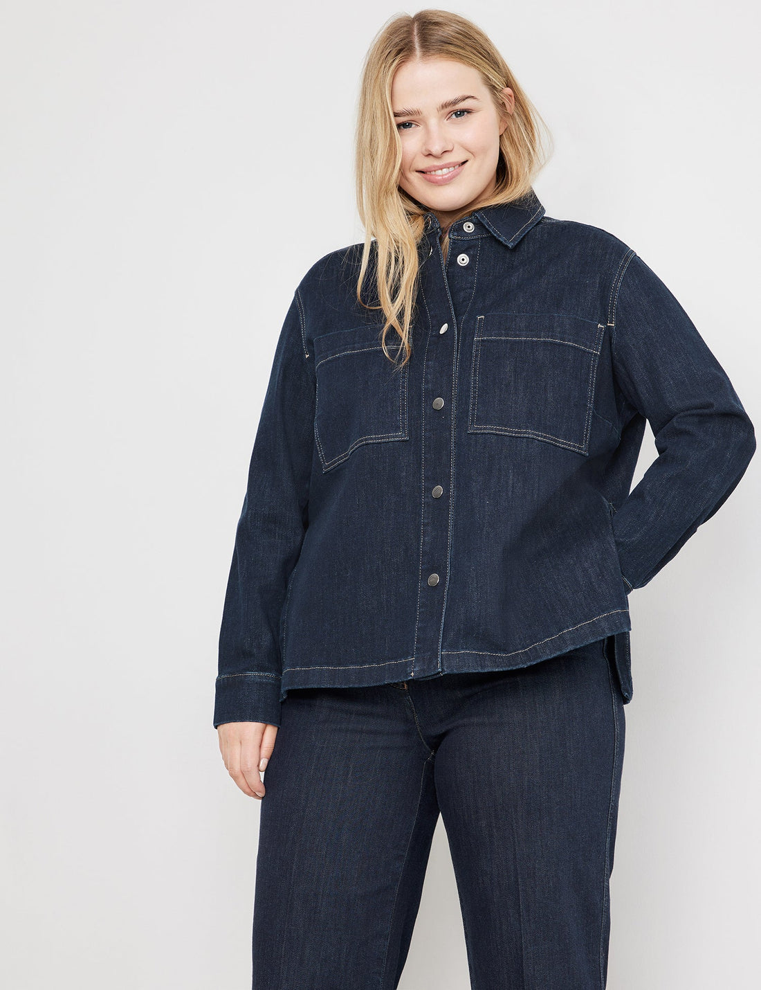 Dark Blue Slightly Flared Denim Jacket