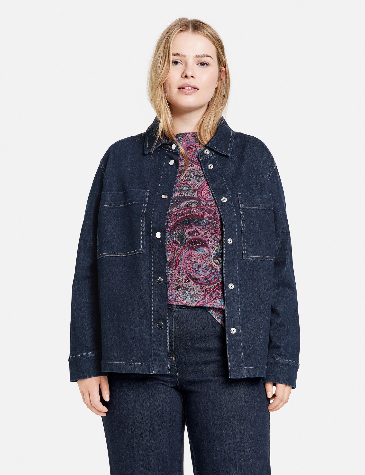 Dark Blue Slightly Flared Denim Jacket