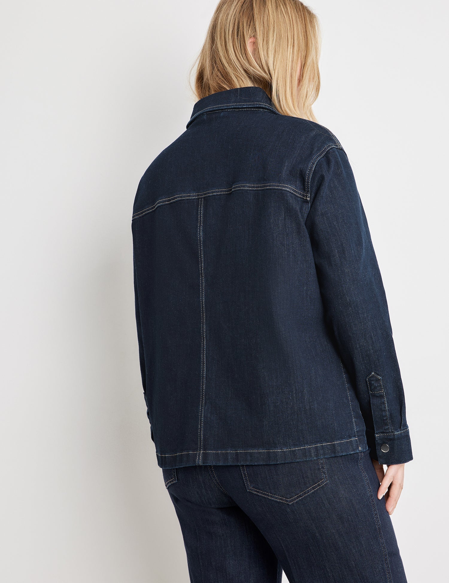 Dark Blue Slightly Flared Denim Jacket