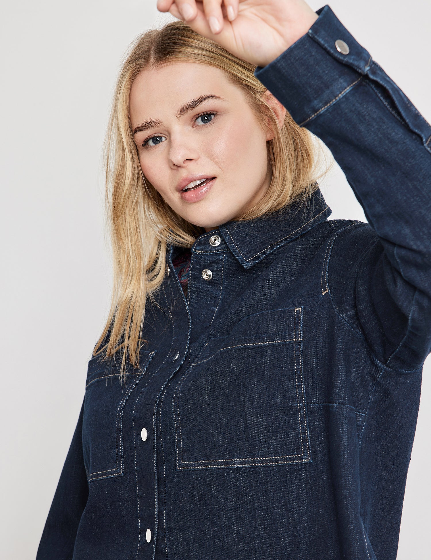 Dark Blue Slightly Flared Denim Jacket