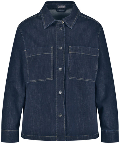 Dark Blue Slightly Flared Denim Jacket