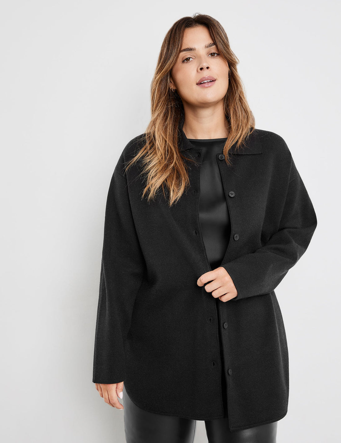 Black Shacket With Text On The Back