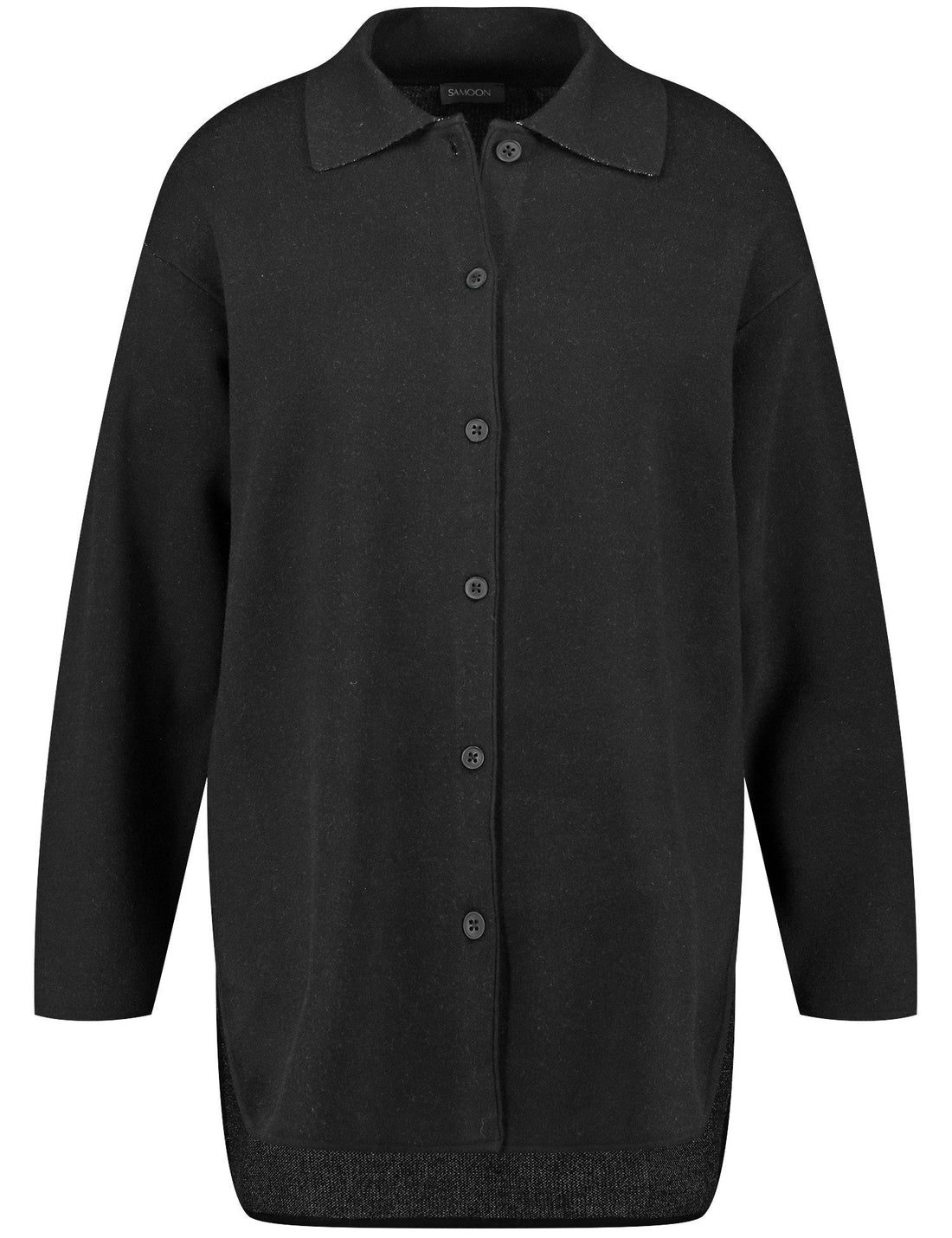 Black Shacket With Text On The Back