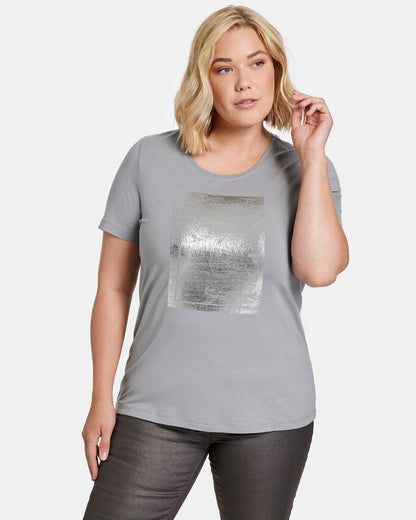 Light Grey T-Shirt With A Metallic Print