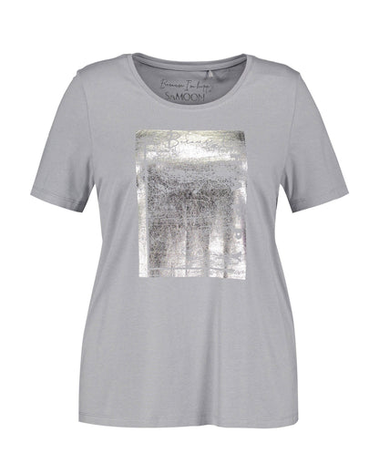 Light Grey T-Shirt With A Metallic Print