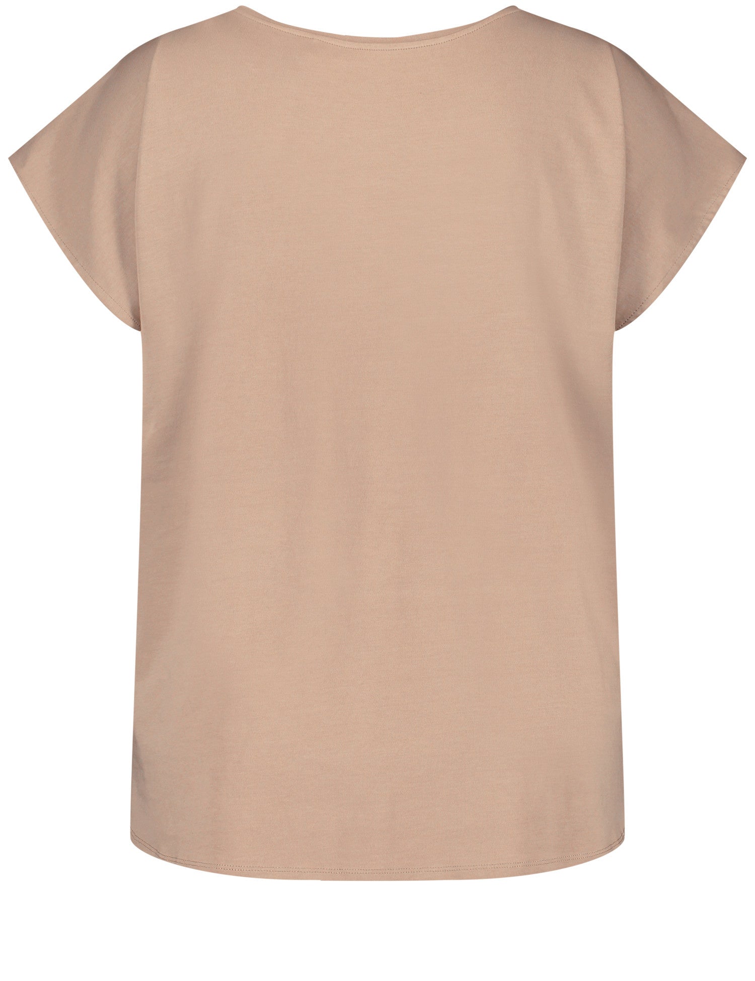 Beige T-Shirt With Metallic Print On The Front