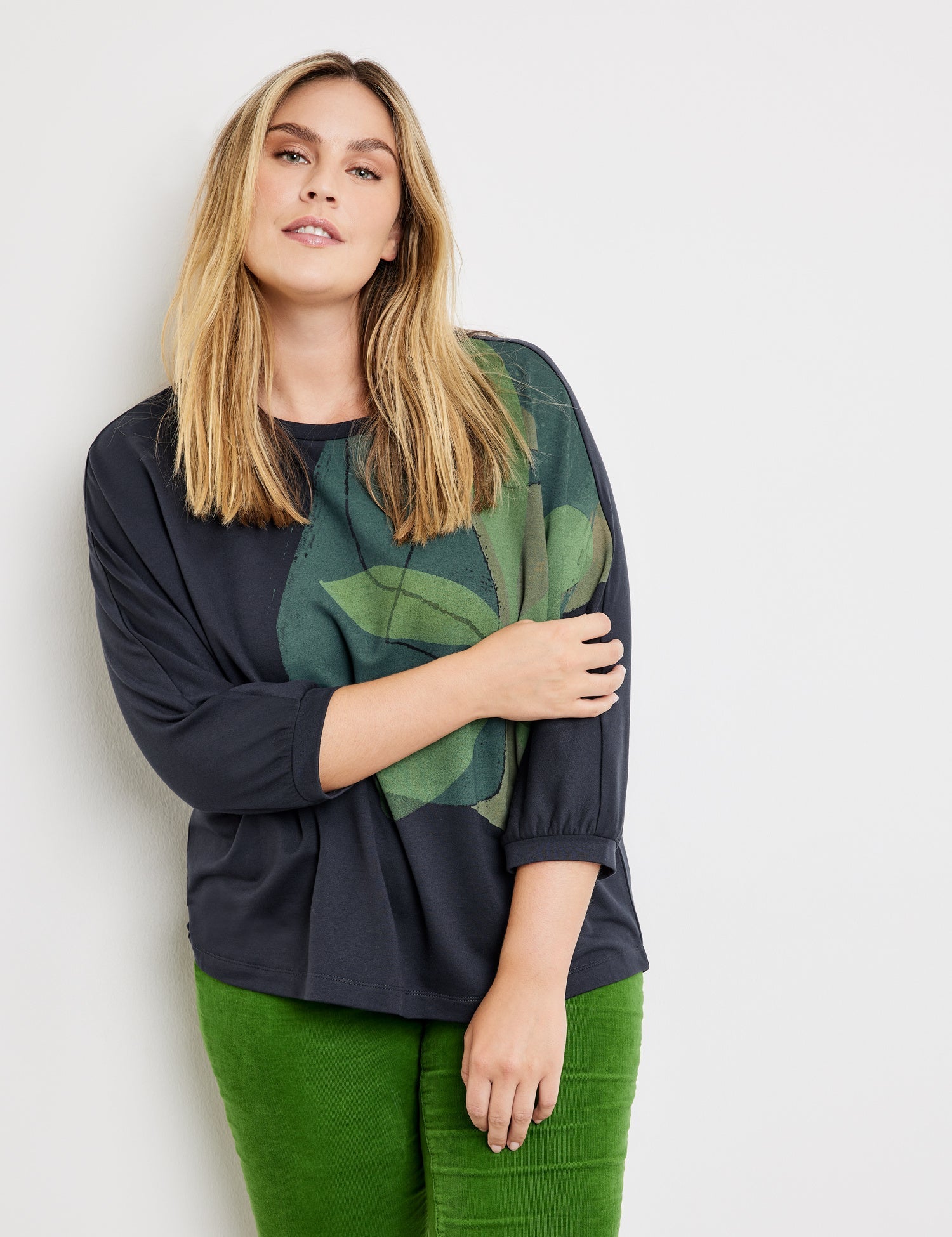 Dark Blue 3/4 Sleeve Oversized Shirt