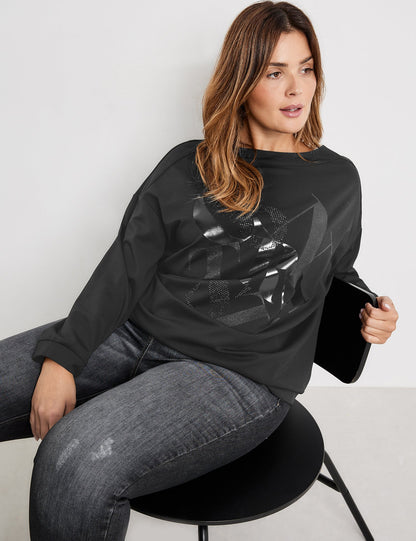 Black Sweatshirt With Printed Lettering