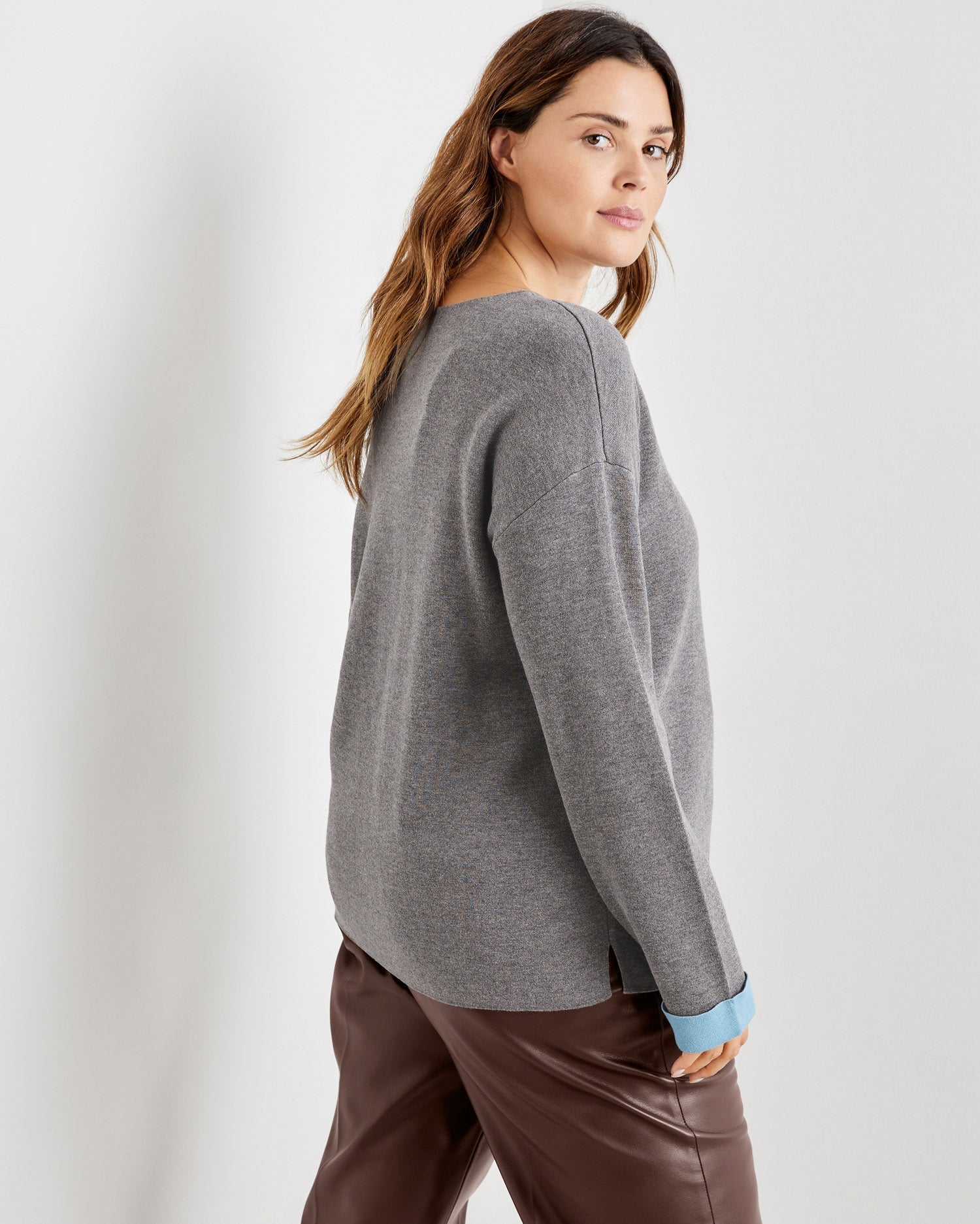 Dark Grey Jumper With A Double-Faced Finish