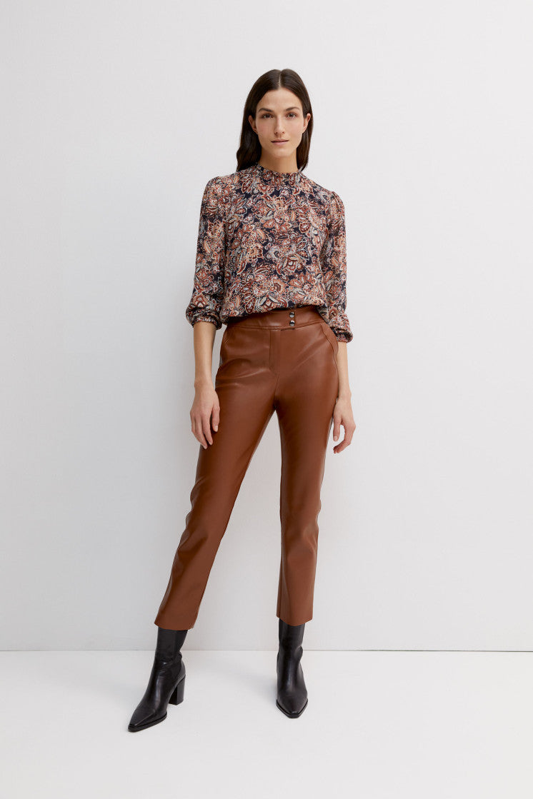 Sunburned Brown Faux Leather Trousers