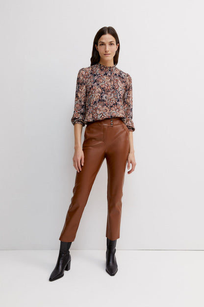 Sunburned Brown Faux Leather Trousers
