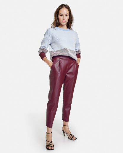 Red 7/8 Tracksuit Bottoms In A Perforated Leather Look