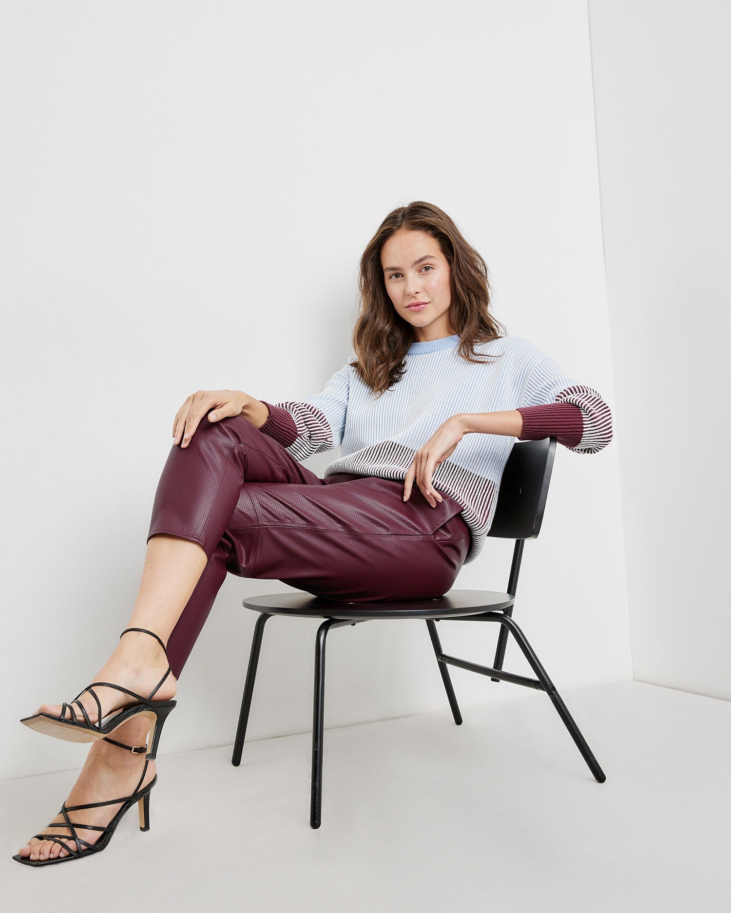 Red 7/8 Tracksuit Bottoms In A Perforated Leather Look