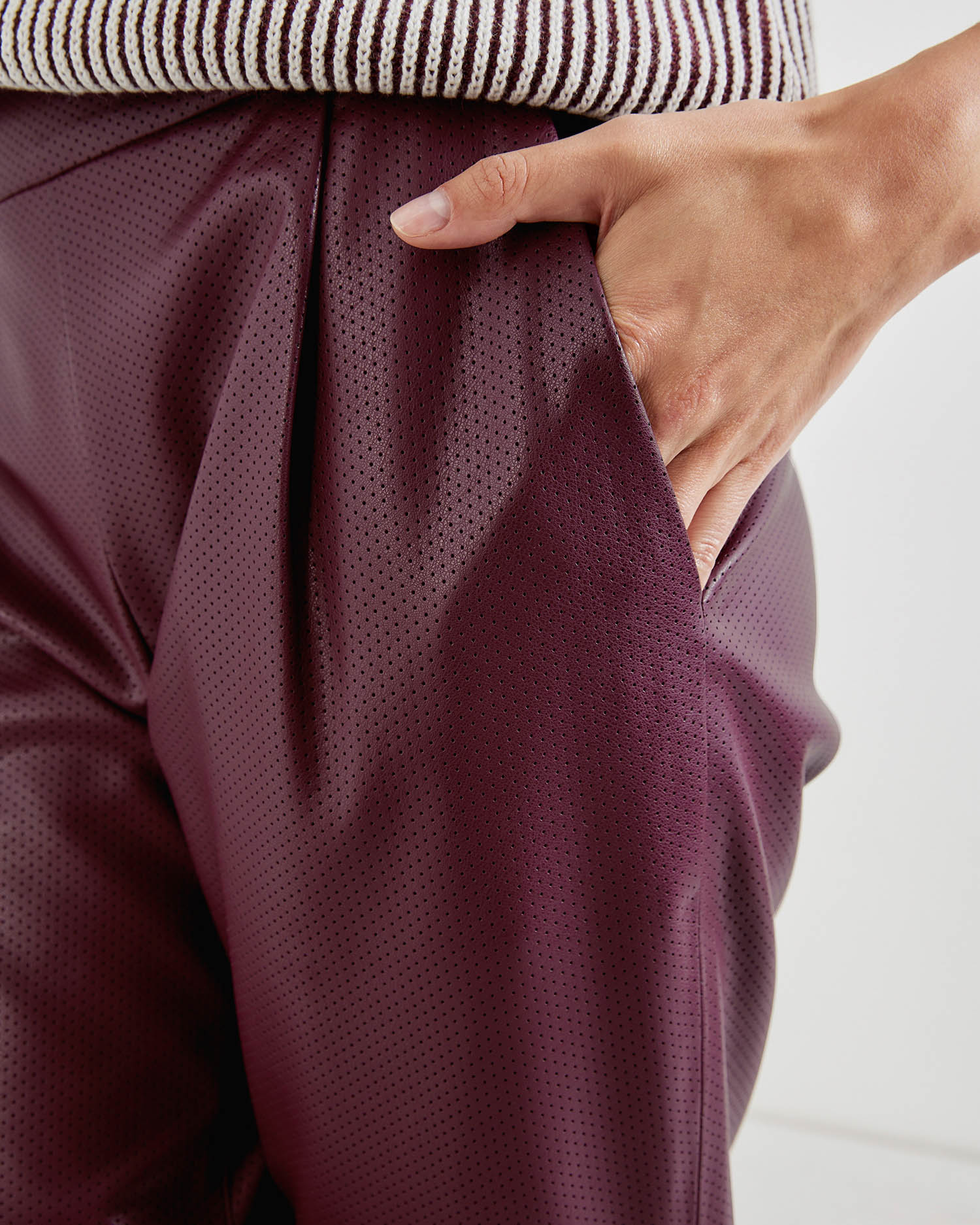 Red 7/8 Tracksuit Bottoms In A Perforated Leather Look