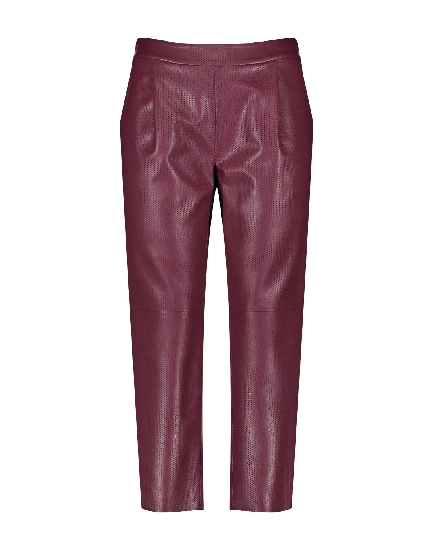 Red 7/8 Tracksuit Bottoms In A Perforated Leather Look