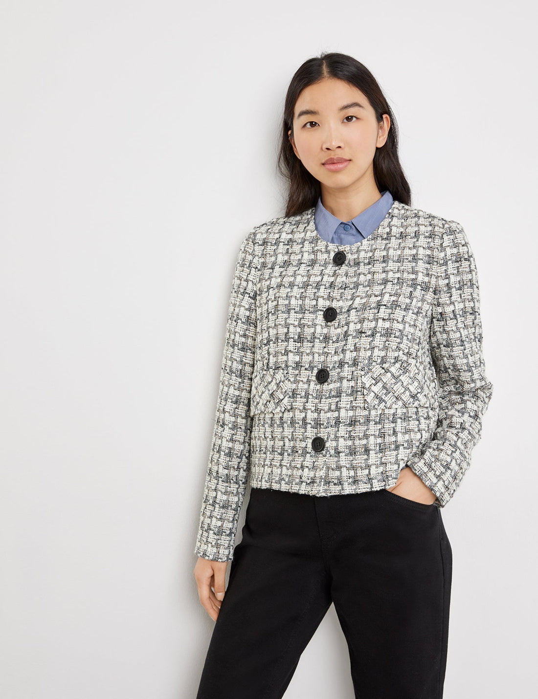 Beige Checkered Blazer