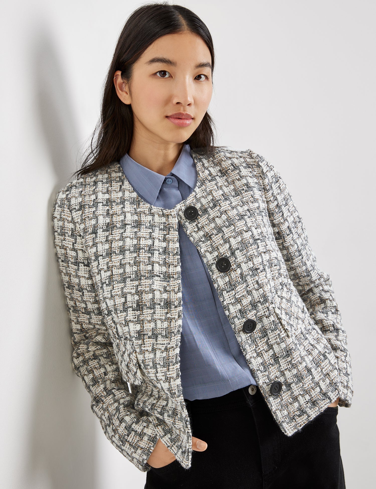 Beige Checkered Blazer