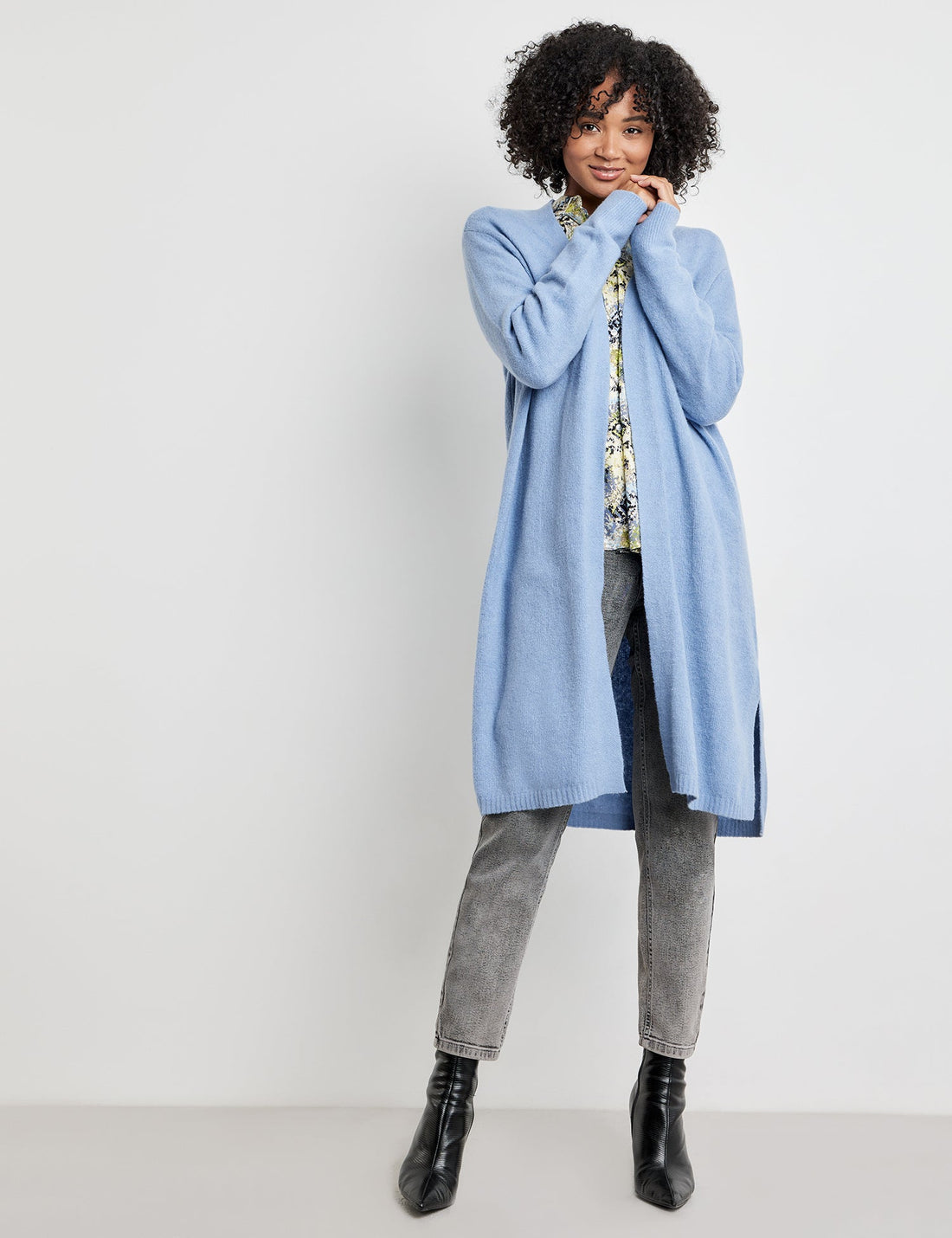 Light Blue Knitted Cardigan With Long Model