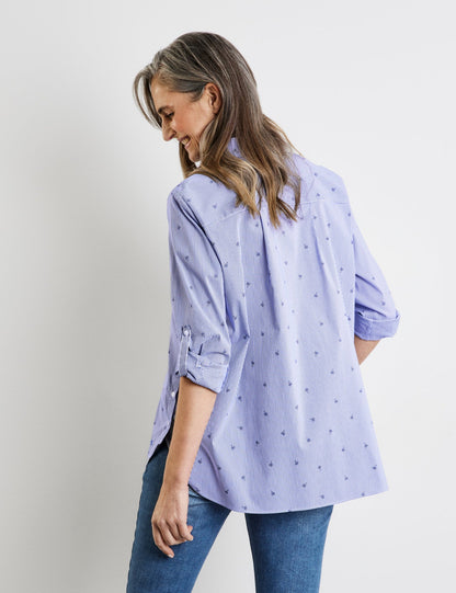 Striped Blouse With Button-Fastening Side Slits_260003-66409_8096_06