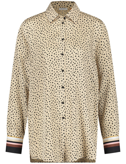Polka Dot Shirt Blouse With Side Slits_260008-31404_9018_02