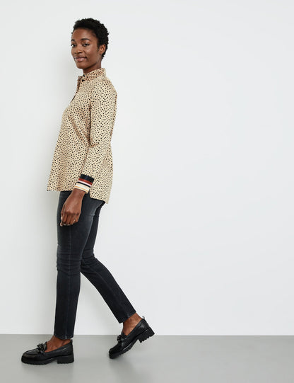 Polka Dot Shirt Blouse With Side Slits_260008-31404_9018_05