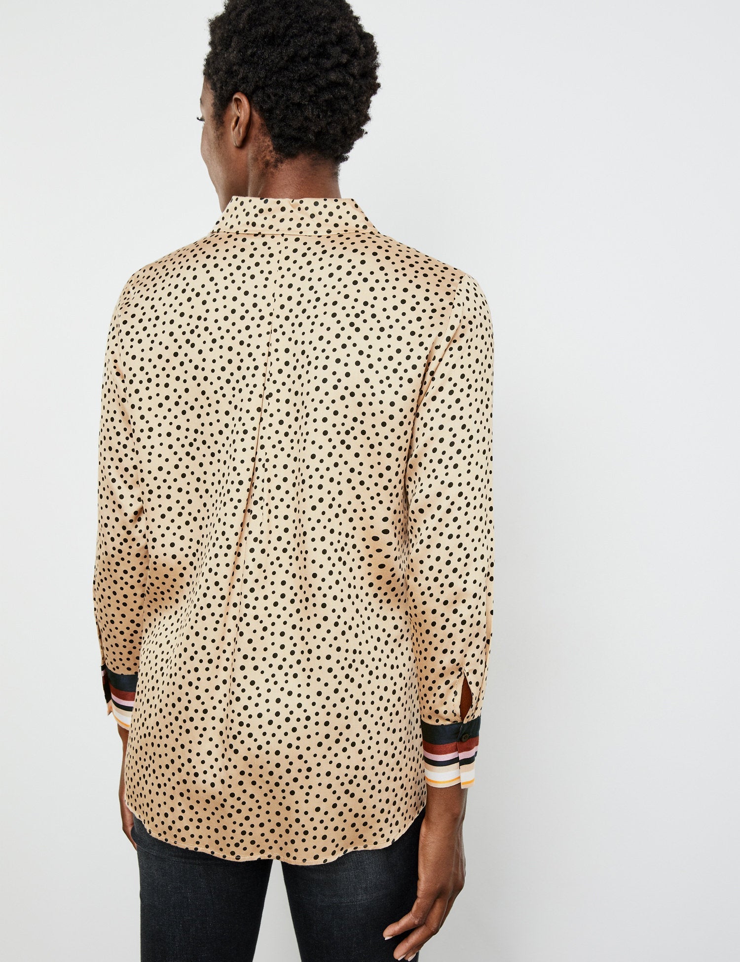 Polka Dot Shirt Blouse With Side Slits_260008-31404_9018_06