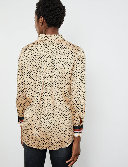 Polka Dot Shirt Blouse With Side Slits_260008-31404_9018_06