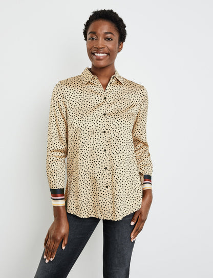 Polka Dot Shirt Blouse With Side Slits_260008-31404_9018_07
