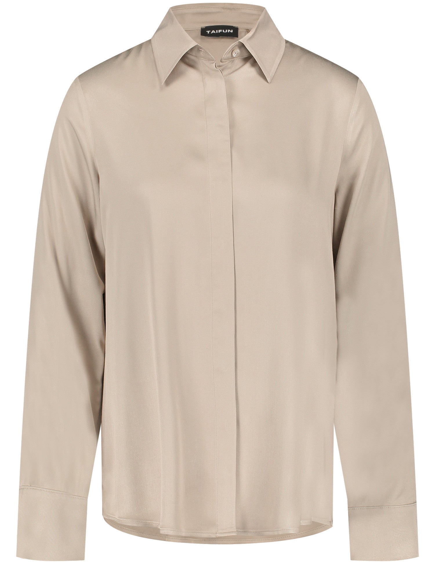 Beige Long Sleeve Blouse With Pleats