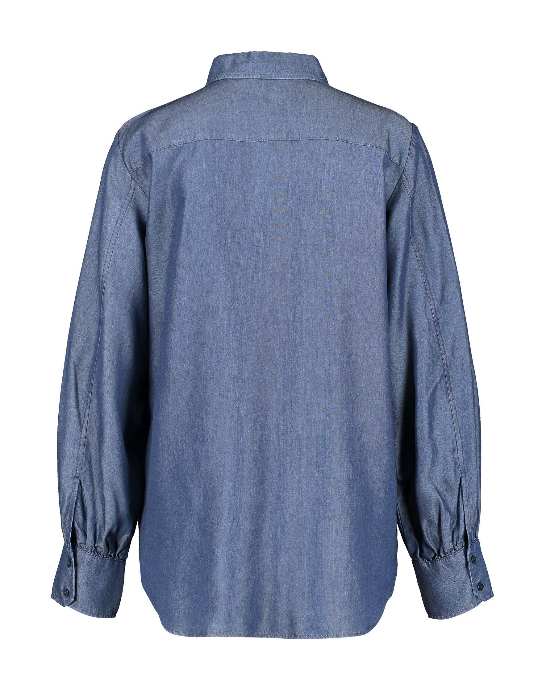 Dark Blue Soft Shirt Blouse In A Denim Look