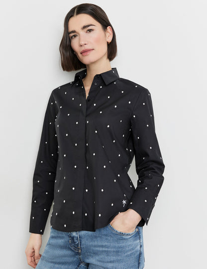 Long Sleeve Cotton Blouse With Lined Side Vents_260056-66410_1000_01