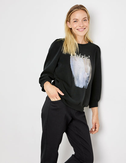 Black Sweater With 3/4 Balloon Sleeves