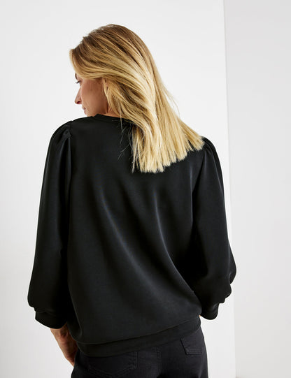 Black Sweater With 3/4 Balloon Sleeves