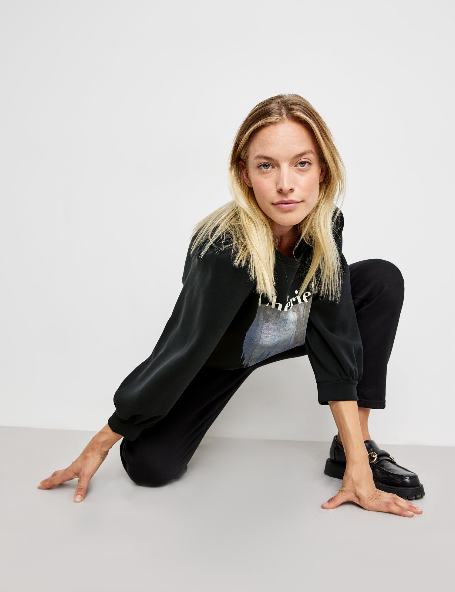 Black Sweater With 3/4 Balloon Sleeves