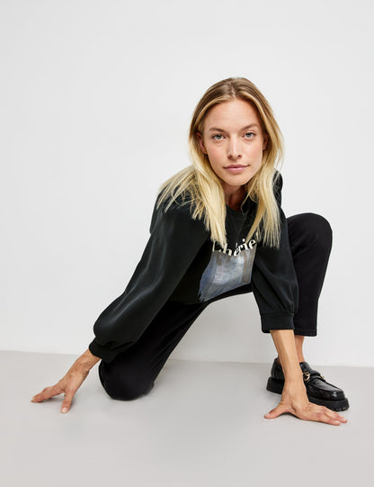 Black Sweater With 3/4 Balloon Sleeves