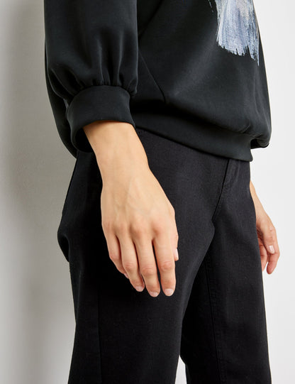 Black Sweater With 3/4 Balloon Sleeves