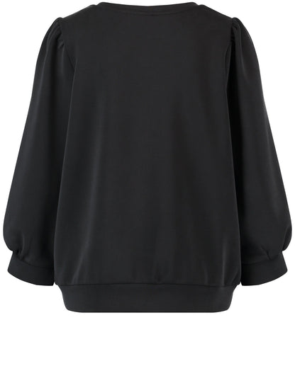 Black Sweater With 3/4 Balloon Sleeves