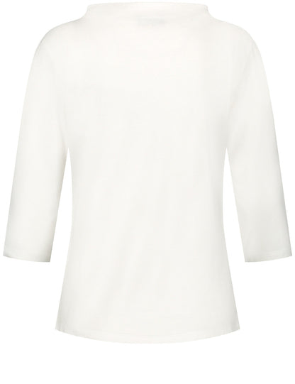Beige 3/4-Sleeve Shirt With Print On The Front