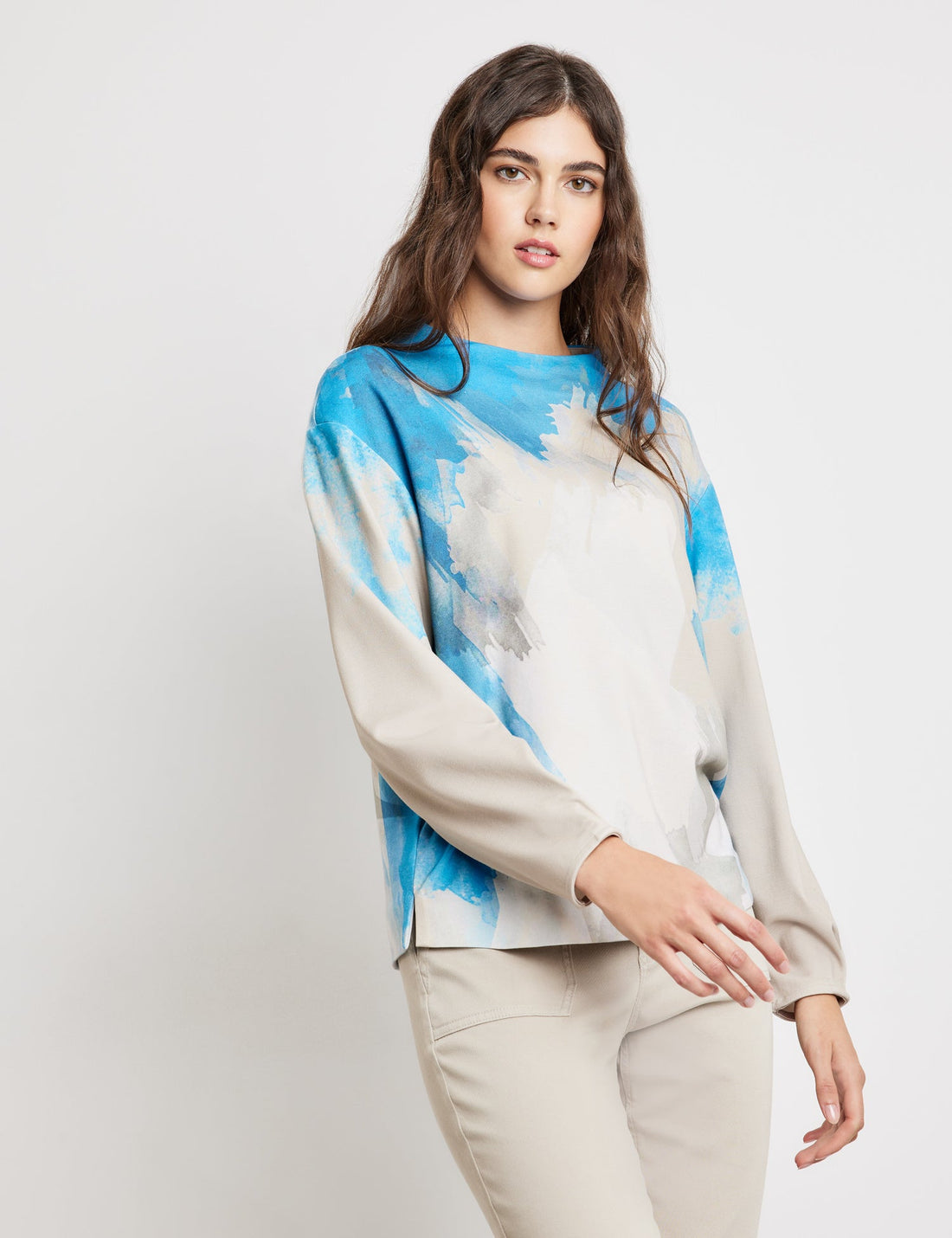 Beige Shirt With Modern Art Print