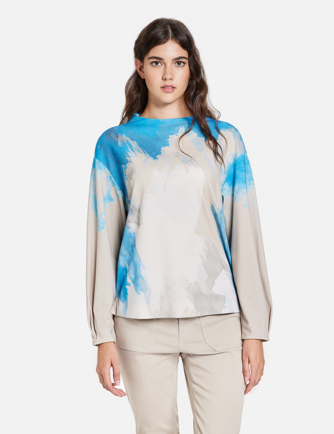 Beige Shirt With Modern Art Print