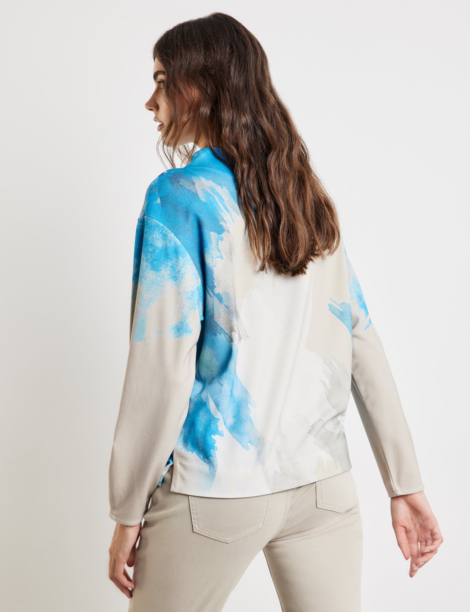 Beige Shirt With Modern Art Print