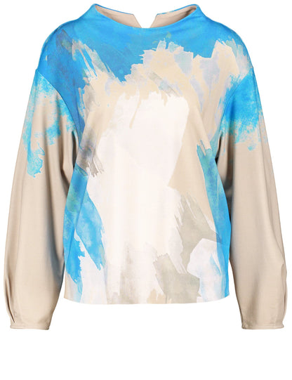 Beige Shirt With Modern Art Print